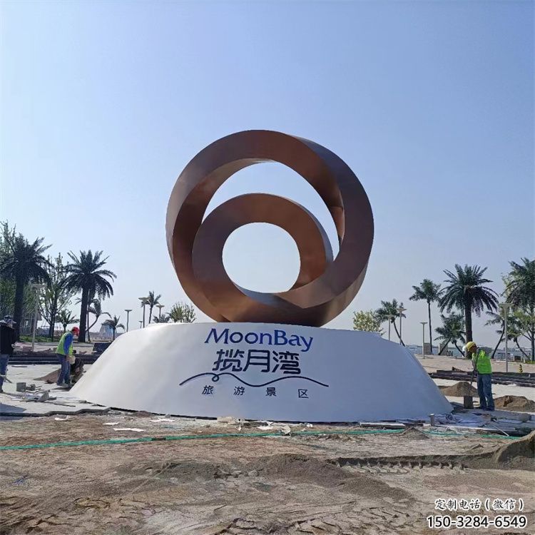 街道圓環(huán)雕塑，鍛造景觀雕塑，古銅效果