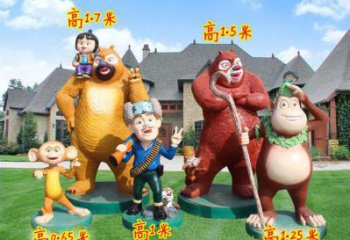 撫州廣場(chǎng)維尼熊雕塑，卡通水景雕塑，抽象效果