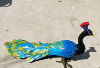 金鳳彩繪孔雀雕塑制作選用，景區(qū)案例，動(dòng)物美陳雕塑