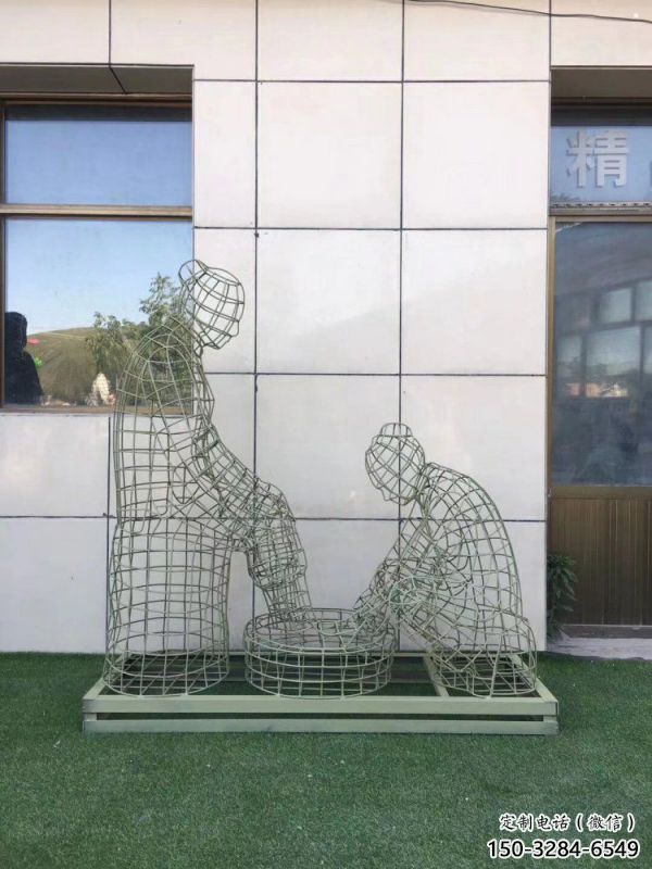 日喀則鏤空孝道雕塑通用，街景小品，鐵藝洗腳雕塑制造