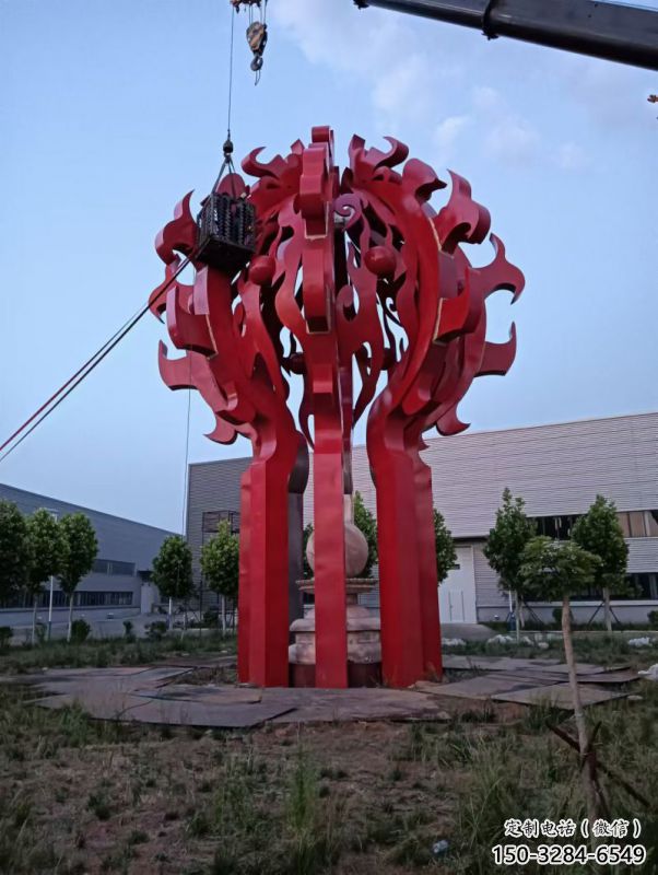 克拉瑪依火球雕塑，精神堡壘火球雕塑落地展示