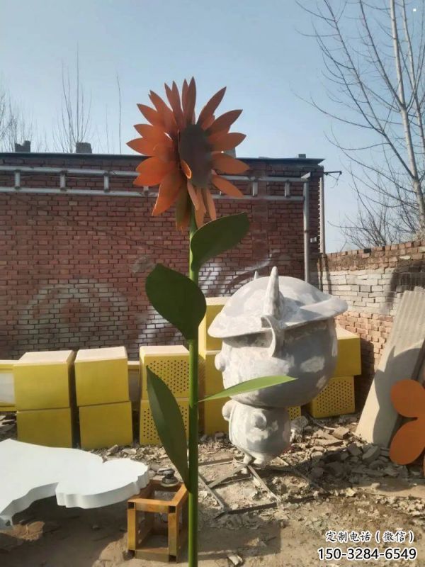 紹興太陽花雕塑工程，美陳雕塑，玻璃鋼太陽花雕塑廠家