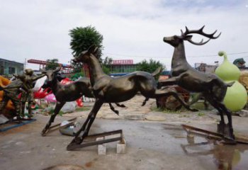 博爾塔拉戶外小鹿批發(fā)，動(dòng)物雕塑，梅花鹿銅雕塑供求