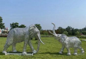 玉溪鏤空大象雕塑制造商，動物擺件，透雕大象雕塑定制