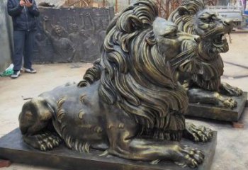 杭州大型趴獅雕塑，仿銅動(dòng)物雕塑，玻璃鋼獅子雕塑制作